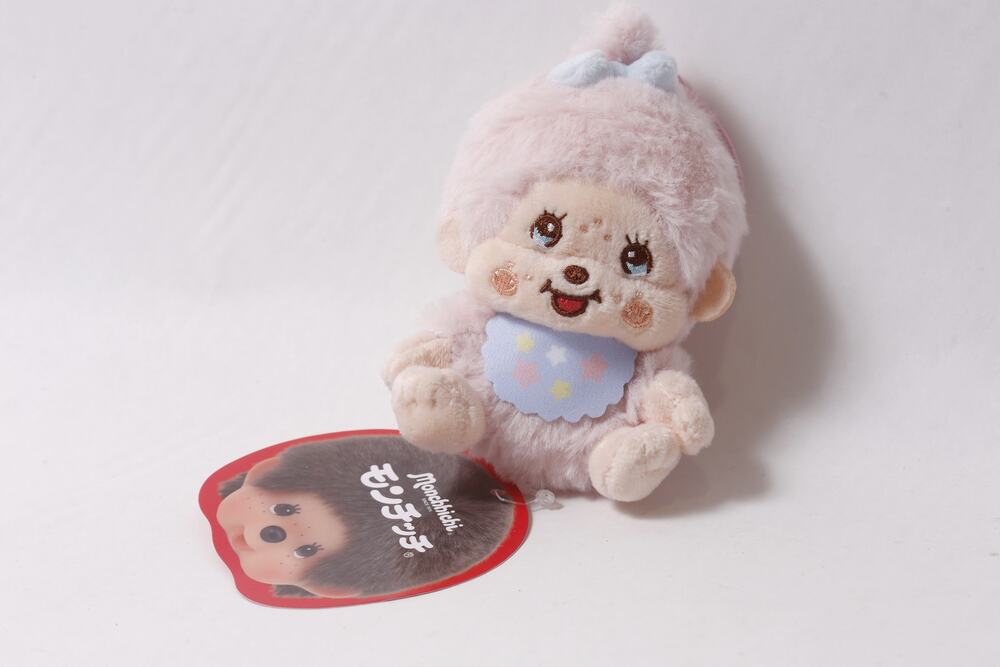 2026 Japan Sekiguchi Monchhichi Mascot Plush Pink w Star Bib ~ 260722-WH 1324